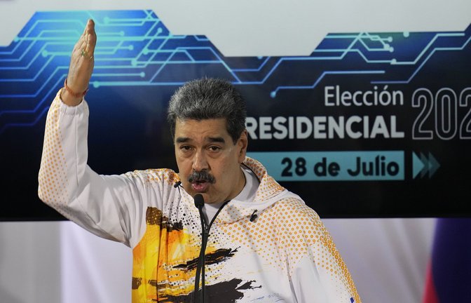 Nicolas Maduro, Präsident von Venezuela, behauptet die Wahl gewonnen zu haben. Die Opposition widerspricht. (Archivbild)<span class='image-autor'>Foto: dpa/Ariana Cubillos</span>
