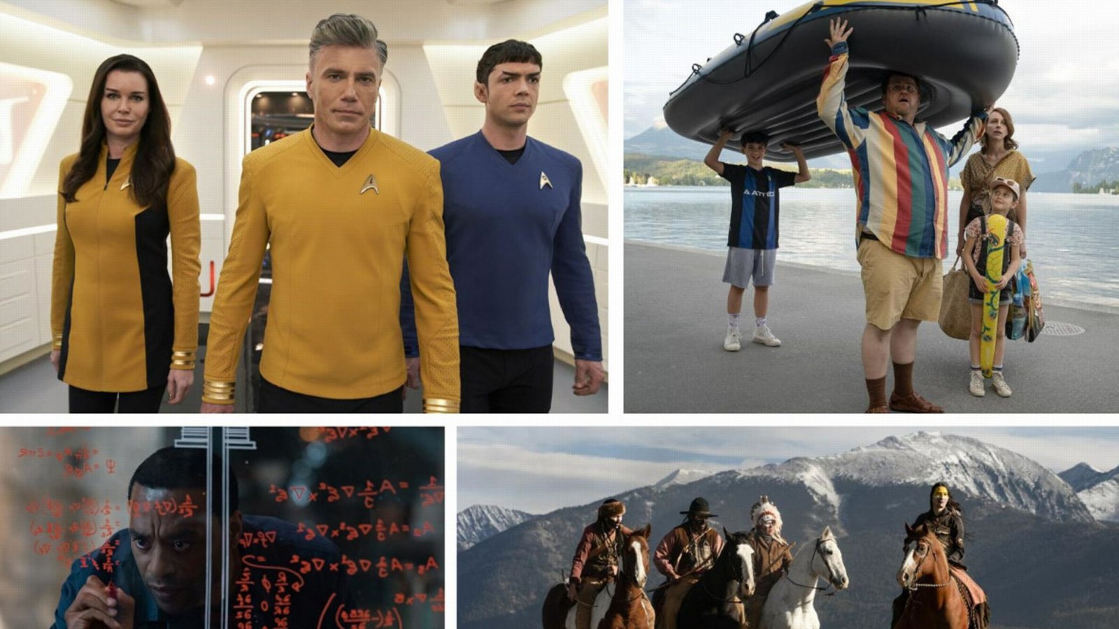 Im Angebot vom Paramount+: „Star Trek – Strange New Worlds“, „Der Scheich“, „1883“ und „The Man who fell to Earth“ (von links oben im Uhrzeigersinn)Foto: CBS/Marni Grossman