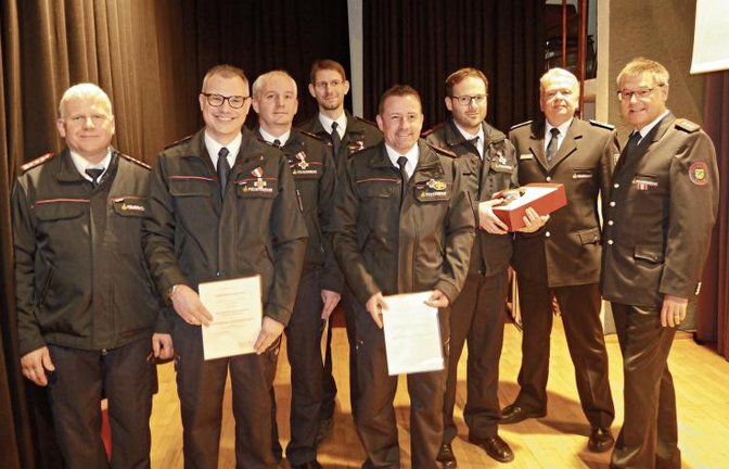 Die Geehrten der Freiwilligen Feuerwehr Illingen. Foto: p