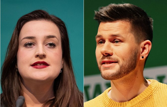 Die baden-württembergischen Landesvorsitzenden der Grünen, Lena Schwelling und Pascal Haggenmüller, stärken Bundeschefin Ricarda Lang den Rücken.<span class='image-autor'>Foto: dpa/Marijan Murat, Florian Freundt</span>
