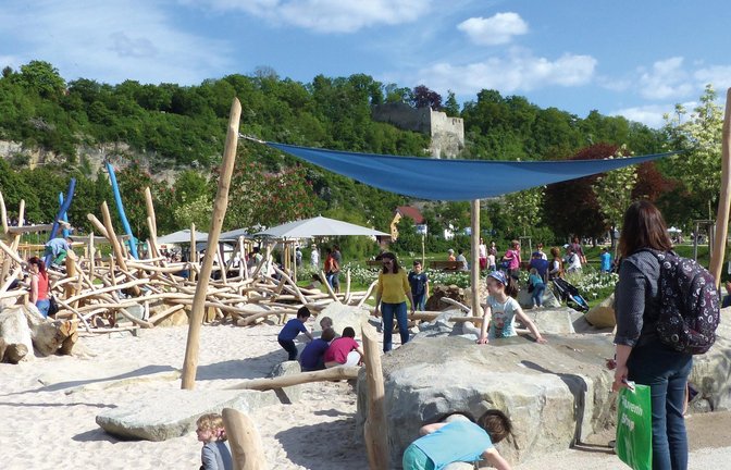 Das Enzvorland im Zeichen von Sender und Burgruine Löffelstelz ist im Zug der Mühlacker Gartenschau 2015 erheblich aufgewertet worden. Das wirkt bis heute nach. Archivfoto: Stadt Mühlacker