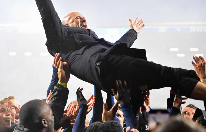 Erfolg für den früheren Bundesliga-Trainers Peter Bosz: Eindhoven hat sich vorzeitig die Meisterschaft gesichert.<span class='image-autor'>Foto: AFP/OLAF KRAAK</span>