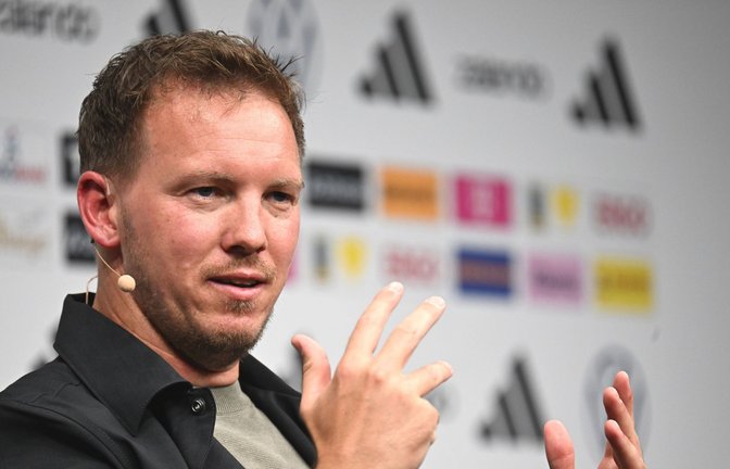 Der Bundestrainer Julian Nagelsmann führt aus, welche Spieler er für die WM nominiert hat.<span class='image-autor'>Foto: Federico Gambarini/dpa</span>