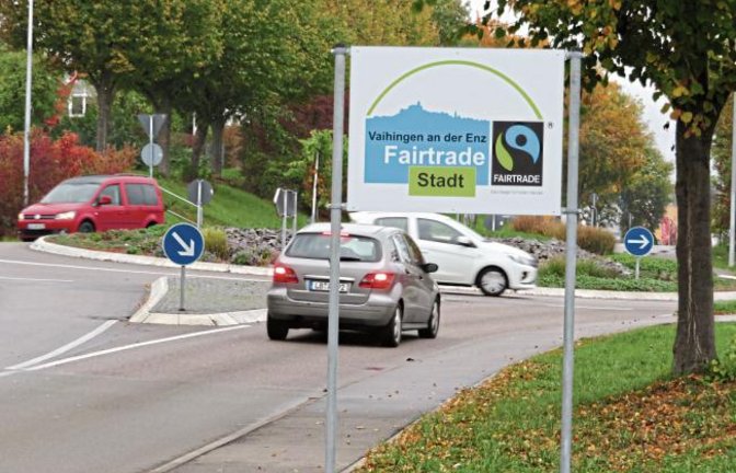 Willkommen in der Fairtrade-Stadt Vaihingen.  Foto: Arning