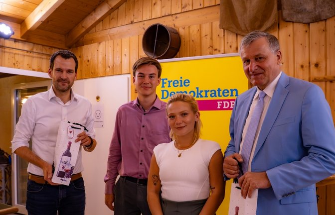 In Vaihingen (von links): Johannes Vogel, Jon Buchmüller, Helena Herzig und Hans-Ulrich Rülke. Foto: p