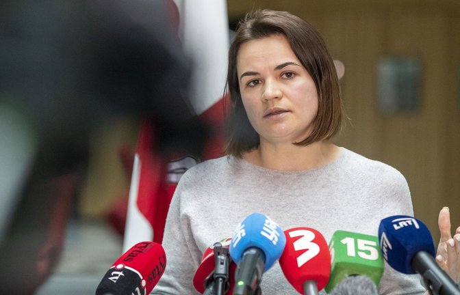 Die belarussische Oppositionsführerin Swetlana Tichanowskaja lebt inzwischen im Exil.<span class='image-autor'>Foto: dpa/Mindaugas Kulbis</span>