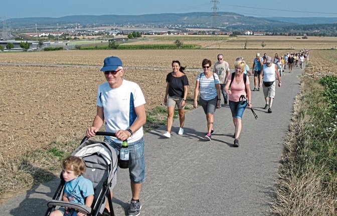 Vom Stromberg-Gymnasium (links im Hintergrund) aus führte der Weg zunächst hinauf auf das Weitfeld.  Fotos: Banholzer
