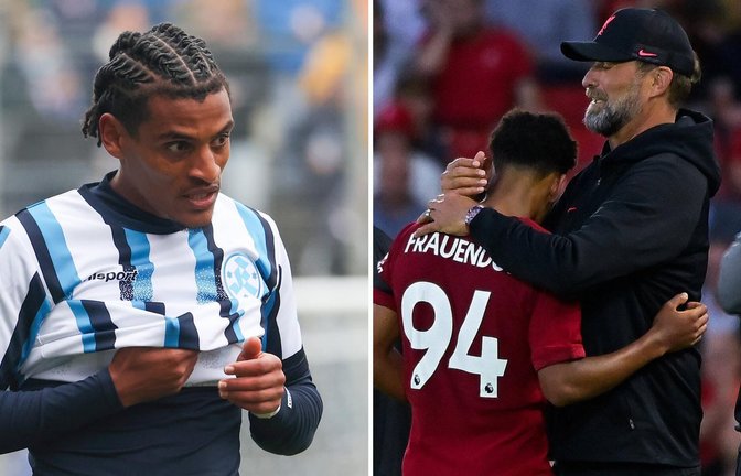 Melkamu Frauendorf im Kickers-Dress und als Spieler des FC Liverpool unter Jürgen Klopp.<span class='image-autor'>Foto: IMAGO/PanoramiC</span>