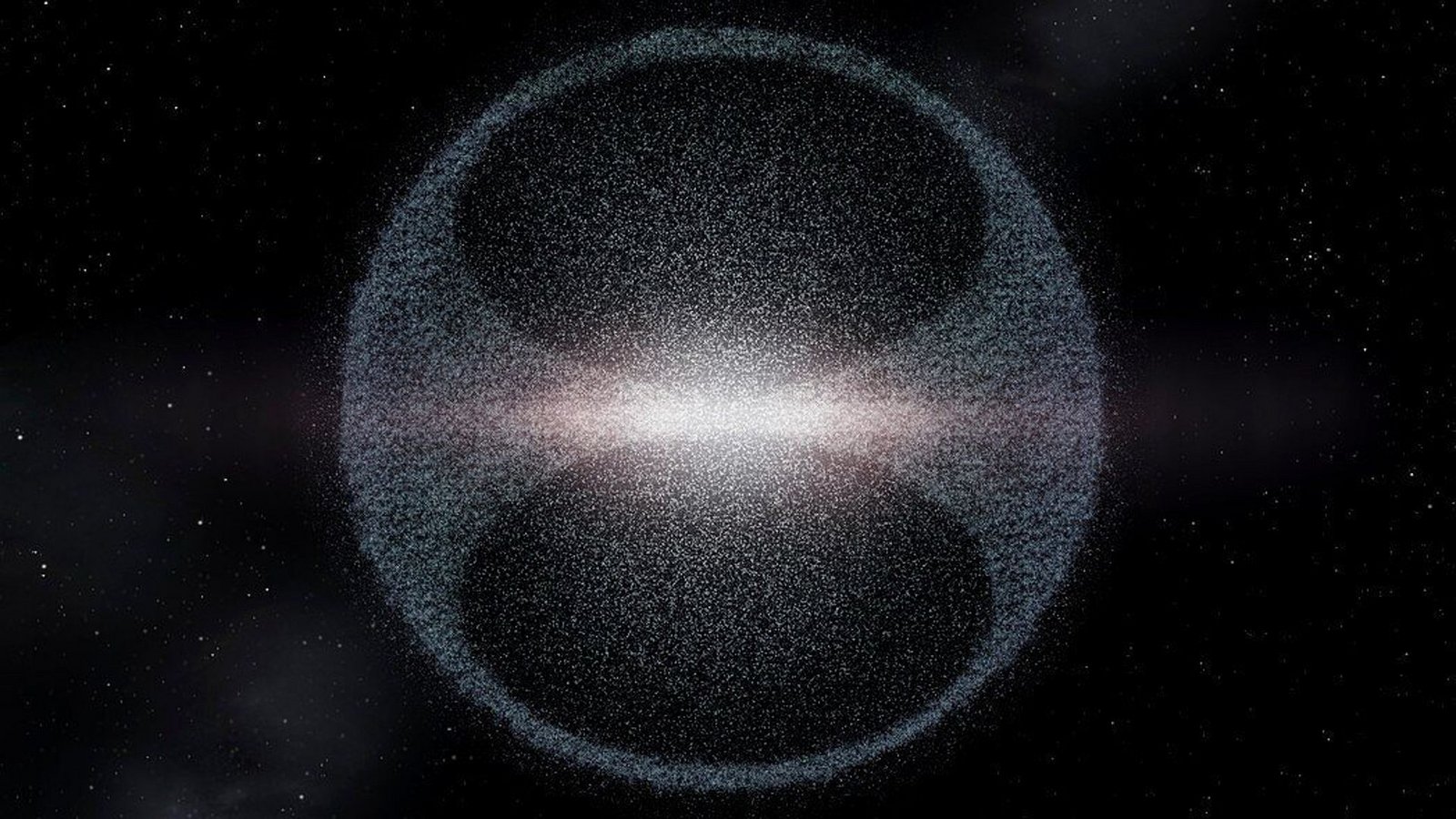 Die Oortsche Wolke umgibt unser Sonnensystem wie eine Kugelschale. Ihre innere Zone geht jedoch in eine runde Scheibe über – so dachte man bisher. Doch nun es gibt neue Erkenntnisse.Foto: Imago/Science Photo Library Die Oortsche Wolke umgibt unser Sonnensystem wie eine Kugelschale. Ihre innere Zone geht jedoch in eine runde Scheibe über – so dachte man bisher. Doch nun es gibt neue Erkenntnisse.Foto: Imago/Science Photo Library