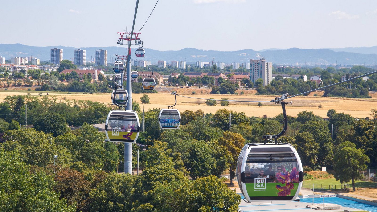 Mit der Seilbahn über den Neckar  – der Stuttgarter Mobilitätstraum wird auf der Bundesgartenschau in Mannheim wahr. 
Foto: Imago/U. J. AlexanderFoto: IMAGO/U. J. Alexander/IMAGO