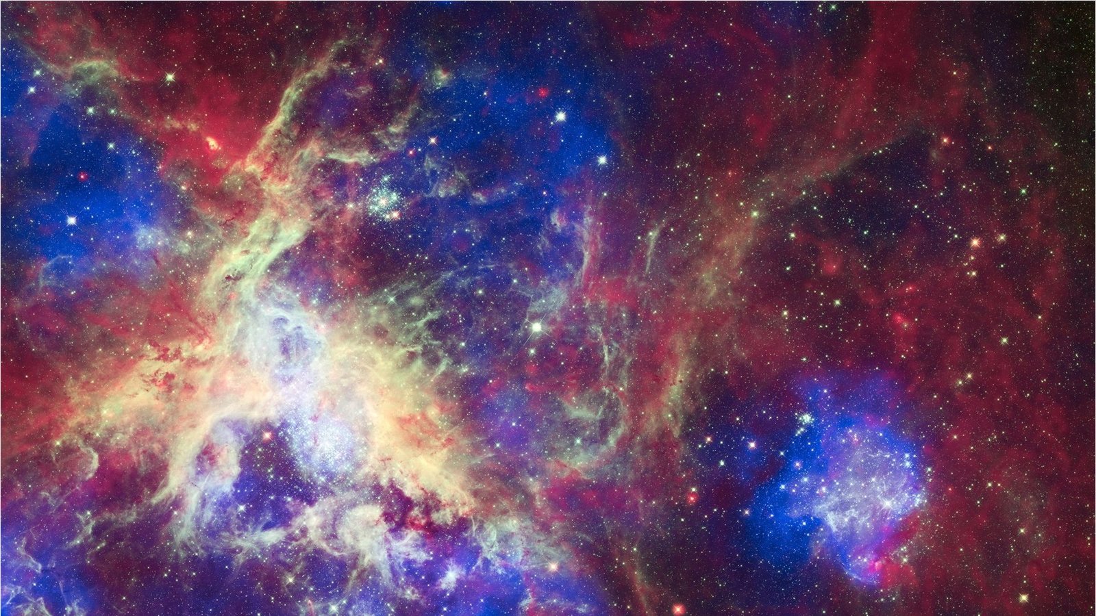 Der Tarantelnebel, auch 30 Doradus genannt, ist die Bezeichnung eines in der Großen Magellanschen Wolke im Sternbild Schwertfisch (Dorado) gelegenen Emissionsnebels. Trotz seiner Entfernung von 179 000 Lichtjahren zur Erde ist er schon mit kleinen Fernrohren zu beobachten.Foto: NASA/dpa Der Tarantelnebel, auch 30 Doradus genannt, ist die Bezeichnung eines in der Großen Magellanschen Wolke im Sternbild Schwertfisch (Dorado) gelegenen Emissionsnebels. Trotz seiner Entfernung von 179 000 Lichtjahren zur Erde ist er schon mit kleinen Fernrohren zu beobachten.Foto: NASA/dpa
