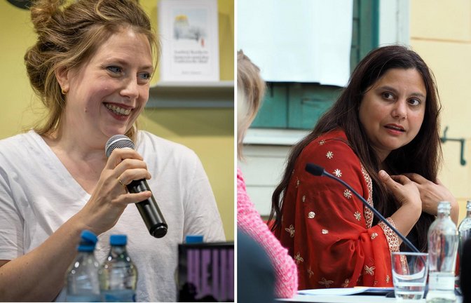 Hannah Lühmann (links) hat im Stuttgarter Literaturhaus mit Mithu Sanyal über Tradwives und Konzepte von Heimat diskutiert.<span class='image-autor'>Foto: IMAGO/dpa</span>
