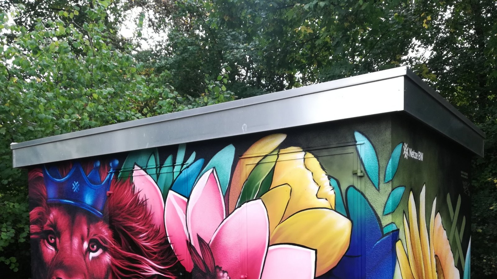 Es geht auch so. Graffiti-Kunst im Auftrag der Netze BW in der Vaihinger Schloßbergstraße. Natürlich mit dem Stadtlöwen. Foto: Arning Es geht auch so. Graffiti-Kunst im Auftrag der Netze BW in der Vaihinger Schloßbergstraße. Natürlich mit dem Stadtlöwen. Foto: Arning