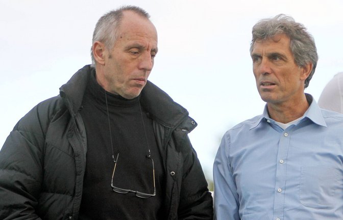 Erfahrener Fußballfachmann: Wolfgang Geiger (li., neben Rainer Adrion).<span class='image-autor'>Foto: imago/Sportfoto Rudel</span>