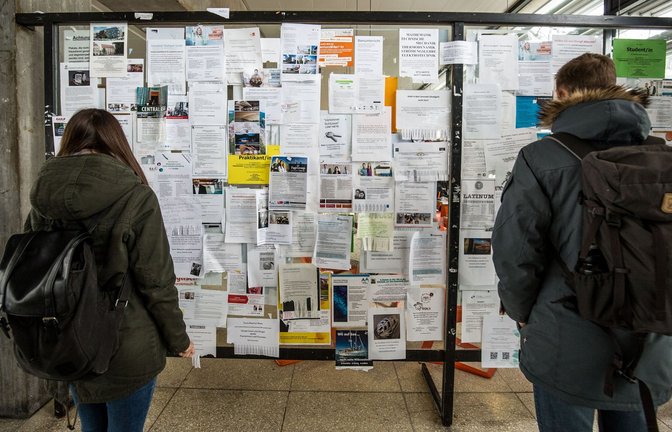 Studierende an der Uni Stuttgart schauen Wohnungsanzeigen durch. Besonders im Internet gibt es immer mehr Betrugsversuche.<span class='image-autor'>Foto: Lichtgut/Leif Piechowski</span>