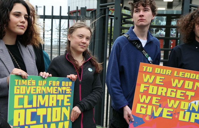 Klimaaktivistin Greta Thunberg (2.v.l.) war vor Ort.<span class='image-autor'>Foto: AFP/FREDERICK FLORIN</span>