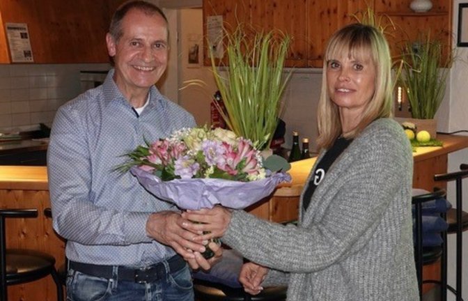 Die scheidende Sportwartin Nicole Geiger mit dem Vorsitzenden Markus Rodi. <span class='image-autor'>Foto: p</span>