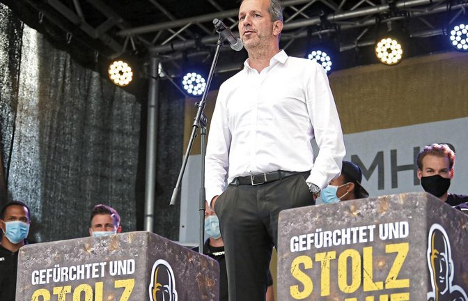 Ingo Guttenson bei der Saisonabschlussparty des Basketball-Bundesligisten MHP Riesen Ludwigsburg im Autokino Kornwestheim. Foto: Baumann