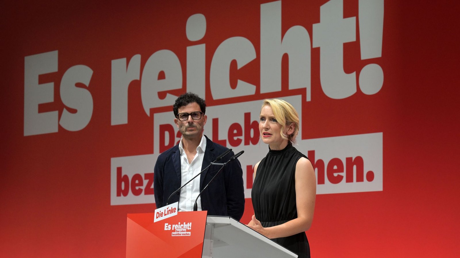 Luigi Pantisano und Ines Schwerdtner sind das neue Führungsduo der Linken.Foto: Michael Bahlo/dpa