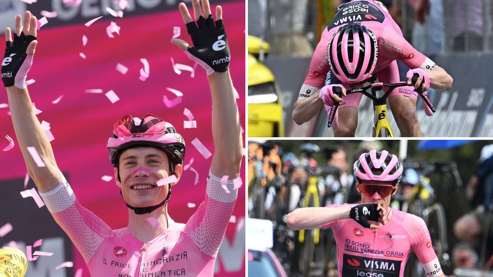 Das Ritual des Giro-Siegers: Jonas Vingegaard küsste bei jedem seiner fünf Etappensiege das auf dem Lenker seines Rades klebende Familien-Foto und seinen Ehering.Foto: Imago/Zennaro, Sirotti, LaPresse Das Ritual des Giro-Siegers: Jonas Vingegaard küsste bei jedem seiner fünf Etappensiege das auf dem Lenker seines Rades klebende Familien-Foto und seinen Ehering.Foto: Imago/Zennaro, Sirotti, LaPresse