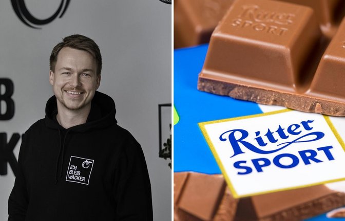 Geschäftsführer Matteo Wacker freut sich über die Entscheidung des Richters. Ritter Sport hatte ihn wegen seiner quadratischen Form verklagt.<span class='image-autor'>Foto: IMAGO/Markus Mainka (links)</span>
