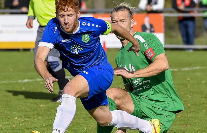 Fabian Antoni (links) trifft mit dem VfR Sersheim im Spitzenspiel der Fußball-Kreisliga B 7 auf den heimstarken SV Riet.  <span class='image-autor'>Foto: Leitner</span>