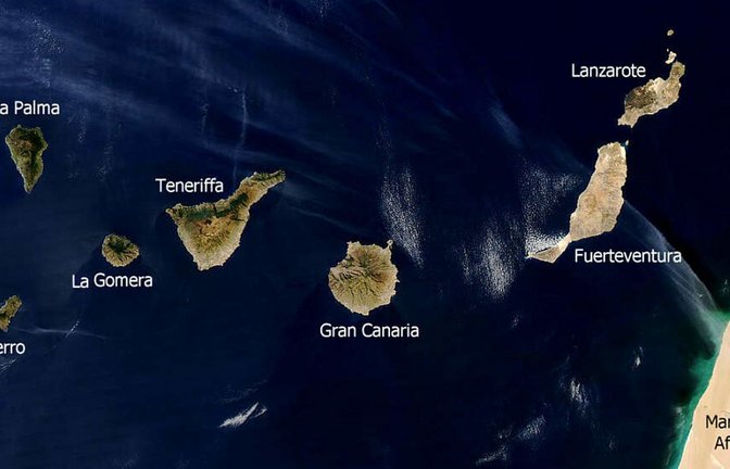 Die Kanarischen Inseln sind eine Inselgruppe im östlichen Zentralatlantik, etwa 100 bis 500 Kilometer westlich der Küste von Marokko gelegen.<span class='image-autor'>Foto: visibleearth.nasa.gov</span>