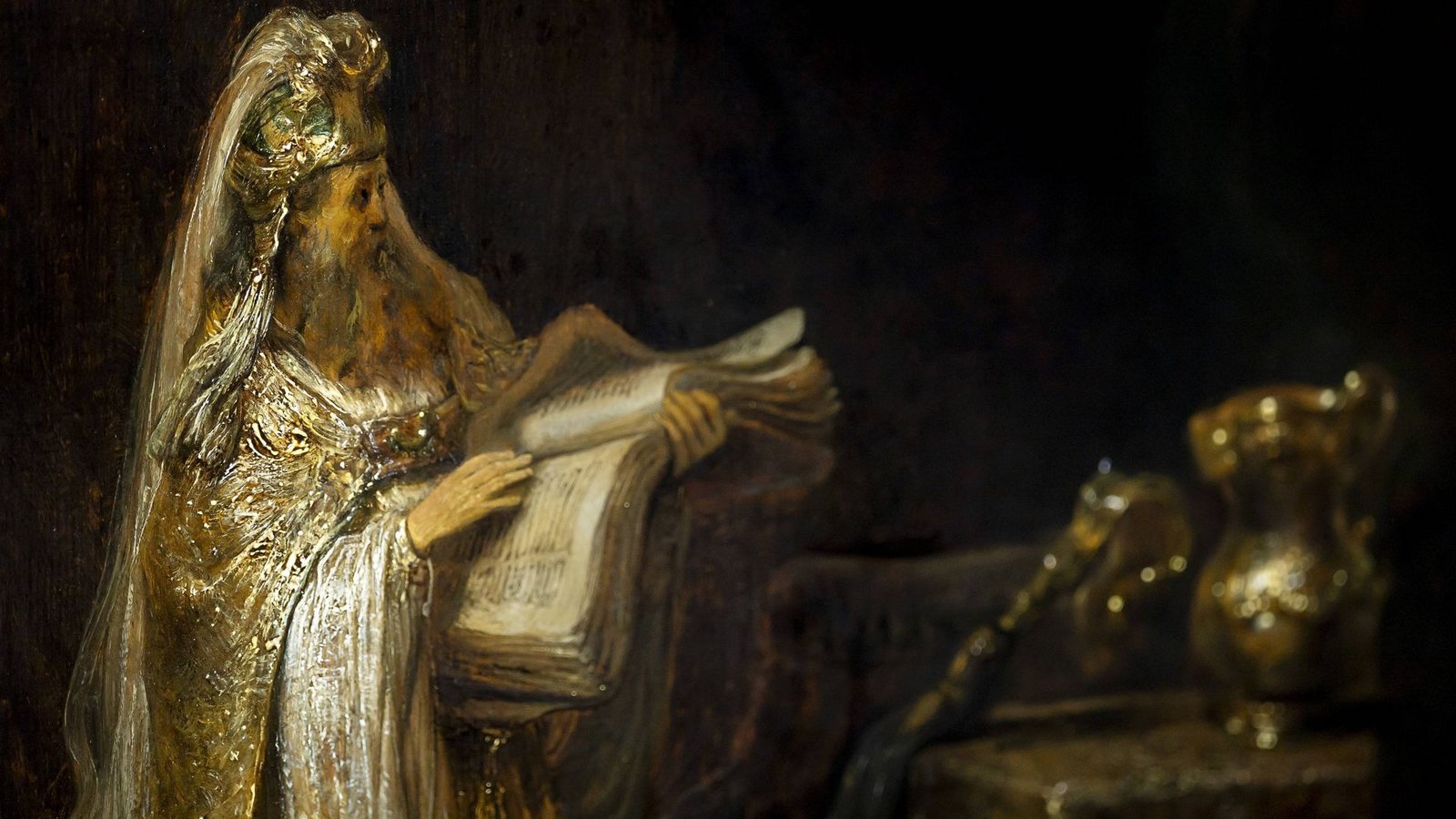 Das Werk zeigt, wie der Erzengel Gabriel dem Priester Zacharias die Geburt seines Sohnes Johannes des Täufers ankündigt.Foto: IMAGO/ANP/IMAGO/Koen van Weel Das Werk zeigt, wie der Erzengel Gabriel dem Priester Zacharias die Geburt seines Sohnes Johannes des Täufers ankündigt.Foto: IMAGO/ANP/IMAGO/Koen van Weel