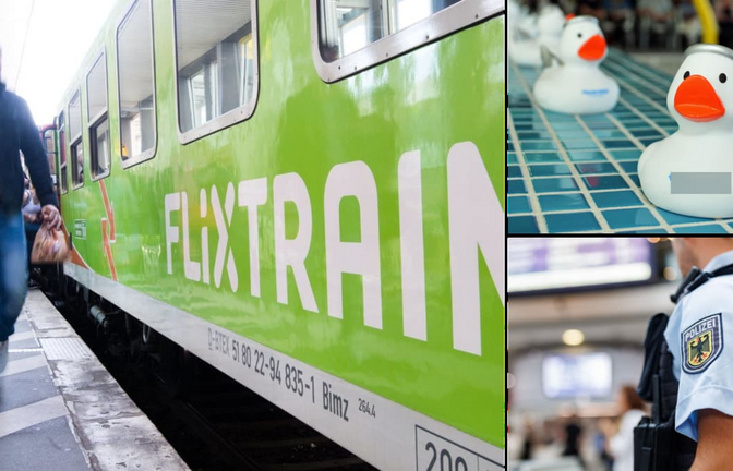 Die Bundespolizei kontrolliert einen ankommenden Flixtrain im Stuttgarter Bahnhof. Der Grund: Unbekannte verteilten Spielzeugenten mit weißem Pulver.<span class='image-autor'>Julian Stratenschulte/Thomas Jauch/Daniel Karmann</span>