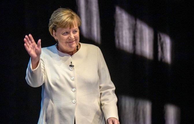 Im Deutschen Theater: die frühere Bundeskanzlerin Angela Merkel.<span class='image-autor'>Foto: AFP/MICHAEL KAPPELER</span>