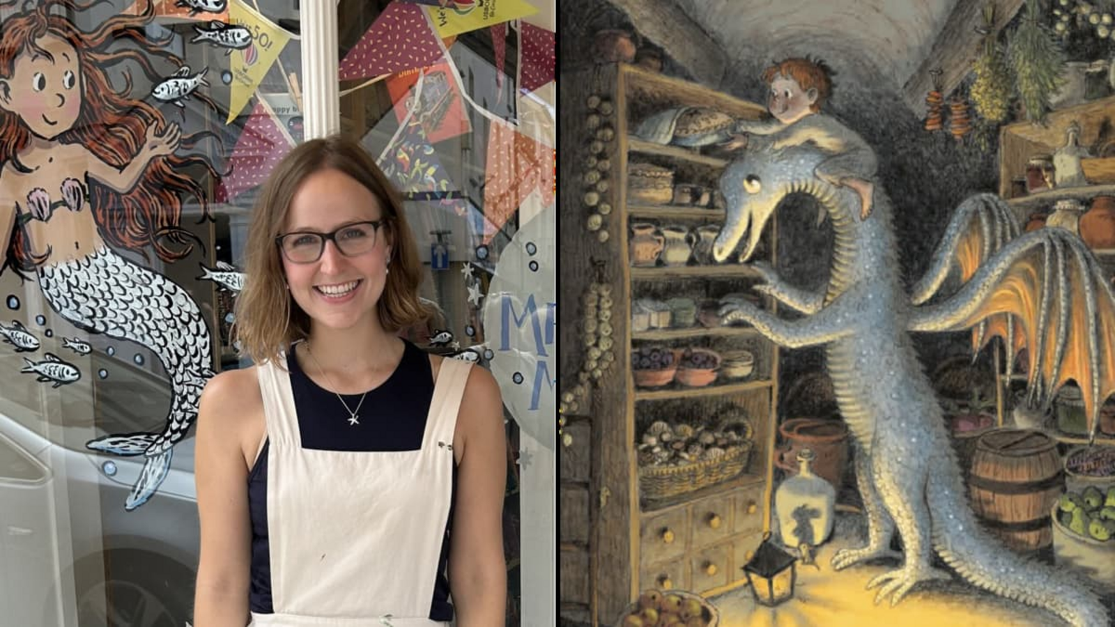 Illustratorin Briony May Smith malt in ihrem neuen Bilderbuch „Leo und der geheime Drache“ aus, vor welche Herausforderungen ein ungewöhnliches Haustier seinen jungen Halter stellen kann.Esslinger-Verlag Illustratorin Briony May Smith malt in ihrem neuen Bilderbuch „Leo und der geheime Drache“ aus, vor welche Herausforderungen ein ungewöhnliches Haustier seinen jungen Halter stellen kann.Esslinger-Verlag