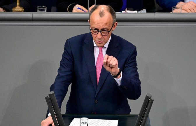 Im Bundestag: Unionskanzlerkandidat Friedrich Merz.<span class='image-autor'>Foto: AFP/TOBIAS SCHWARZ</span>
