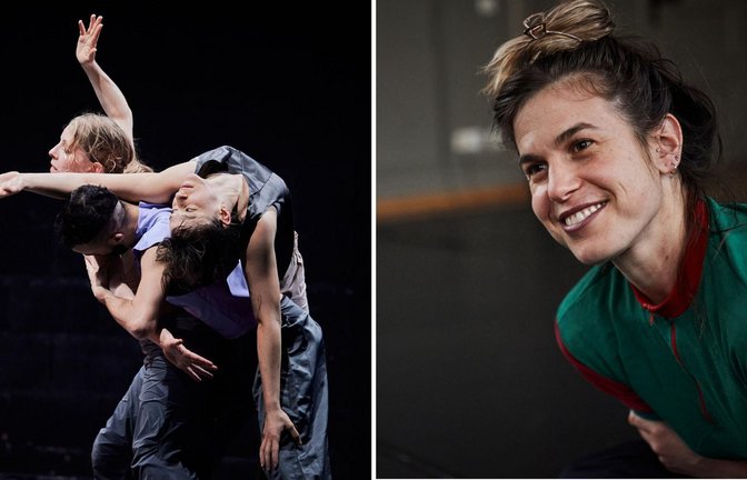Choreografin Smadar Goshen (rechts) denkt in ihrem neuen Stück „Body That Stands“ darüber nach, wie Menschen Kriege und Konflikte überstehen.<span class='image-autor'>Foto: Zoia Domaskina</span>