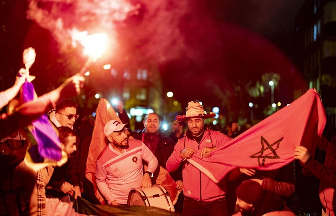 In Essen feierten die Marokko-Fans ausgelassen.<span class='image-autor'>Foto: dpa/Christoph Reichwein</span>