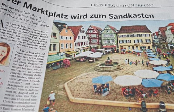Das kennt man doch! Stimmt, die „Leonberger Kreiszeitung“ meldet, dass sich Weil der Stadt ein Strandleben nach Vorbild der Stadt Vaihingen zulegen will.  Foto: Rücker