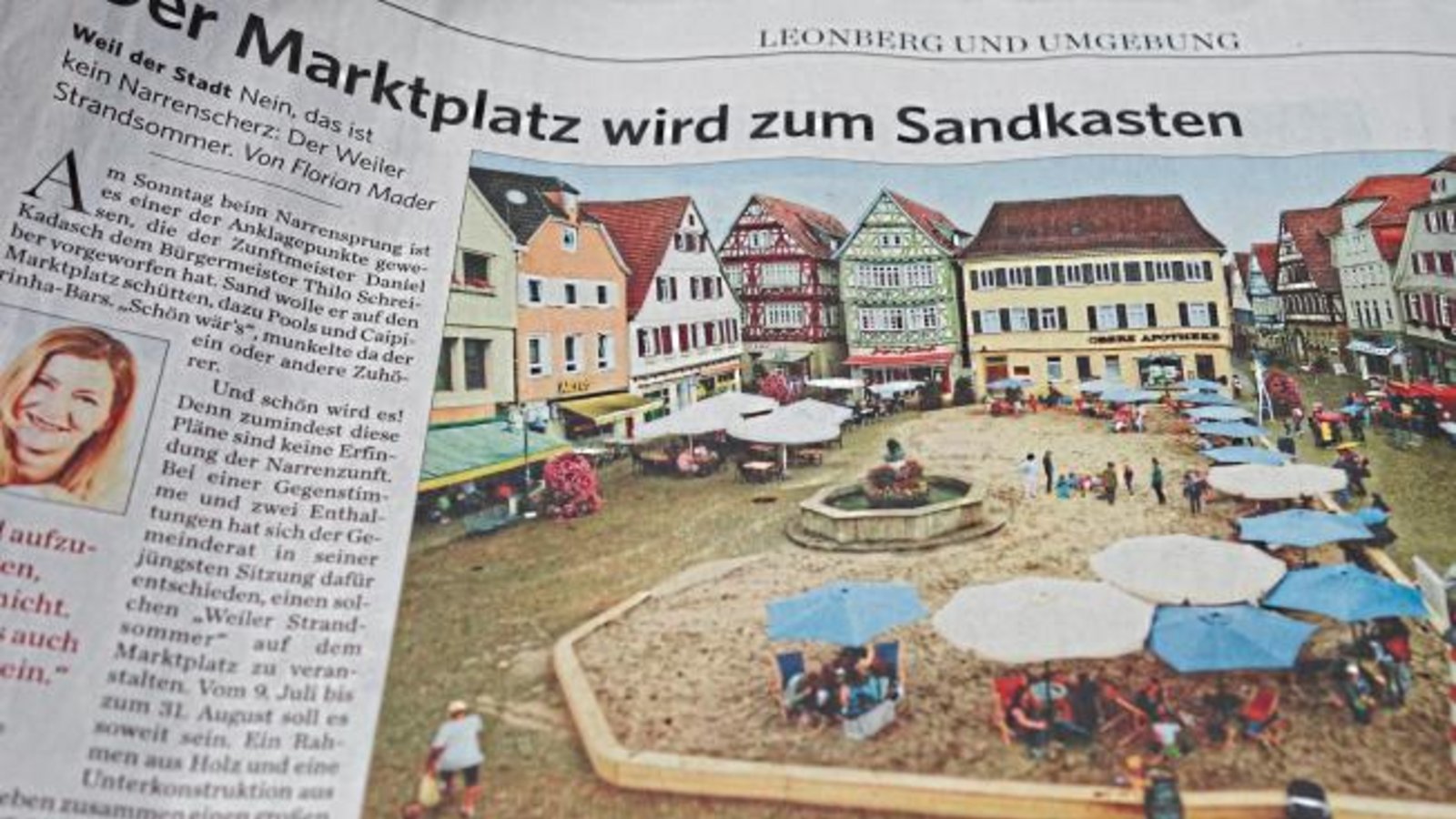 Das kennt man doch! Stimmt, die „Leonberger Kreiszeitung“ meldet, dass sich Weil der Stadt ein Strandleben nach Vorbild der Stadt Vaihingen zulegen will. Foto: Rücker Das kennt man doch! Stimmt, die „Leonberger Kreiszeitung“ meldet, dass sich Weil der Stadt ein Strandleben nach Vorbild der Stadt Vaihingen zulegen will. Foto: Rücker