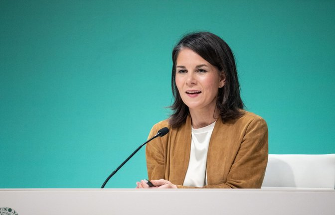 Annalena Baerbock auf einer Pressekonferenz auf dem UN-Klimagipfel COP28.<span class='image-autor'>Foto: dpa/Hannes P. Albert</span>
