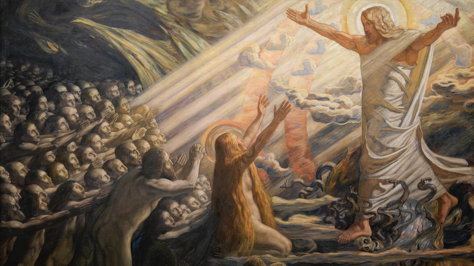 Christus predigt zu den Toten: Gemälde von JoakimSkovgaard (1856-1933).Foto: Imago/Heritage Images