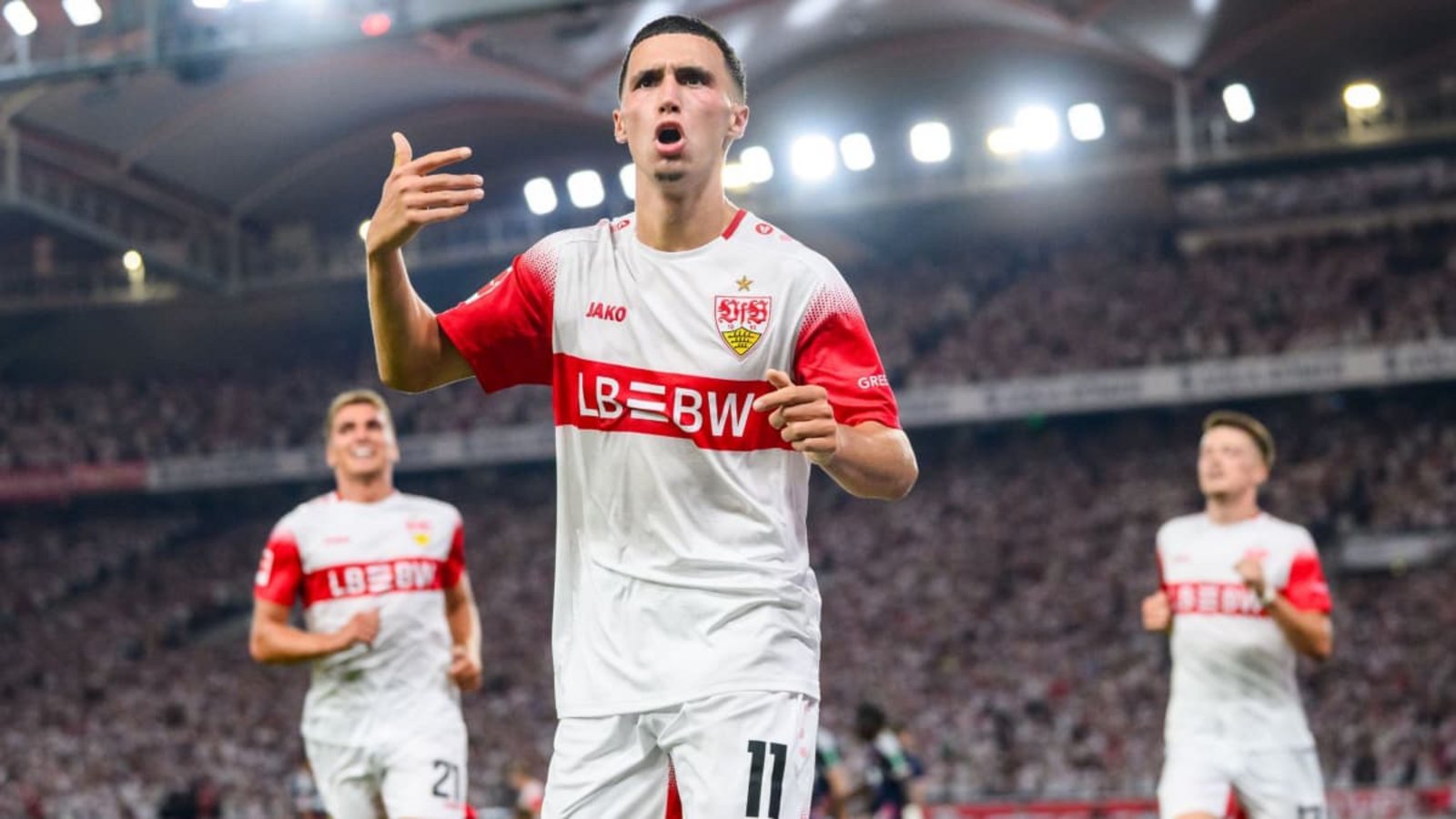 Bilal El Khannouss bringt den VfB Stuttgart mit seinem Führungstor auf die Siegerstraße.Tom Weller/dpa