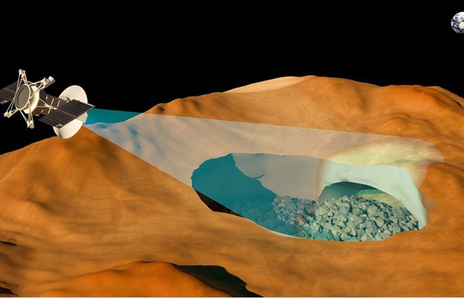 Radardaten enthüllen den Eingang zu einem riesigen Lavagang auf der Venus.<span class='image-autor'>Foto: © RSLab/ University of Trento</span>