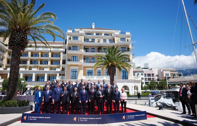 EU-Westbalkan-Gipfel in Tivat in Montenegro: Bei dem  Spitzentreffen  geht es um die EU-Beitrittsperspektive der Westbalkanländer Albanien, Bosnien-Herzegowina, Kosovo, Montenegro, Nordmazedonien und Serbien gehen.<span class='image-autor'>Foto: Kay Nietfeld/dpa</span>