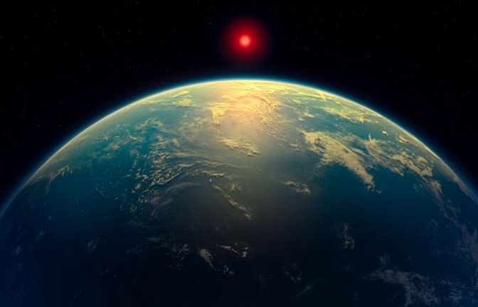 Der nahe Exoplanet K2-18b ist lebensfreundlich und von einem globalen Ozean bedeckt. In diesem könnte es außerirdisches leben geben, wie Astronomen berichten. © A. Smith, N. Madhusudhan/ University of Cambridge<span class='image-autor'>Foto: © A. Smith, N. Madhusudhan/ University of Cambridge</span>