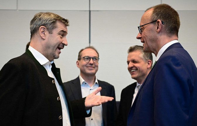 Männerwirtschaft – bleibt das Gesicht der Union männlich? Hier Markus Söder, Alexander Dobrindt (CSU), Thorsten Frei und Friedrich Merz (CDU).<span class='image-autor'>Foto: AFP/TOBIAS SCHWARZ</span>