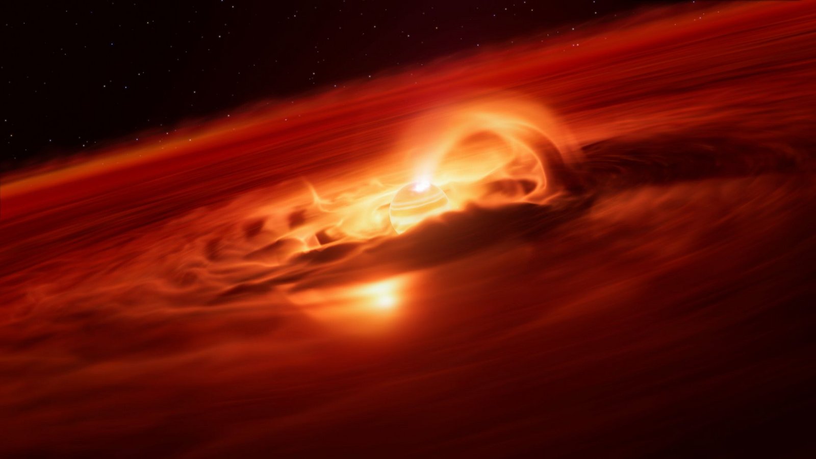 Darstellung des Einzelgänger-Planeten Cha 1107-7626.Foto: ESO/L. Calçada Darstellung des Einzelgänger-Planeten Cha 1107-7626.Foto: ESO/L. Calçada