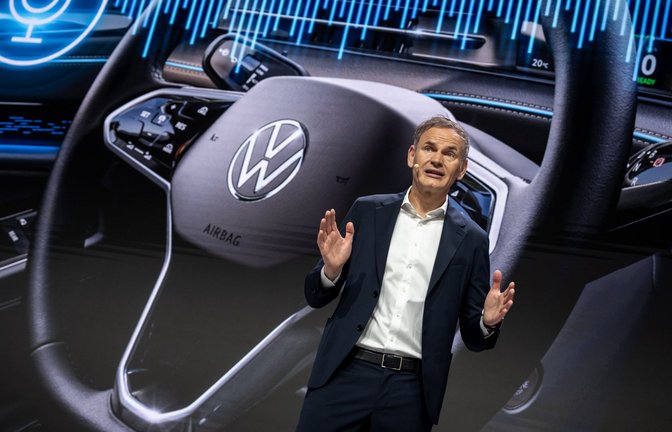 VW-Chef Blume bei der Jahrespressekonferenz.<span class='image-autor'>Foto: dpa/Michael Kappeler</span>