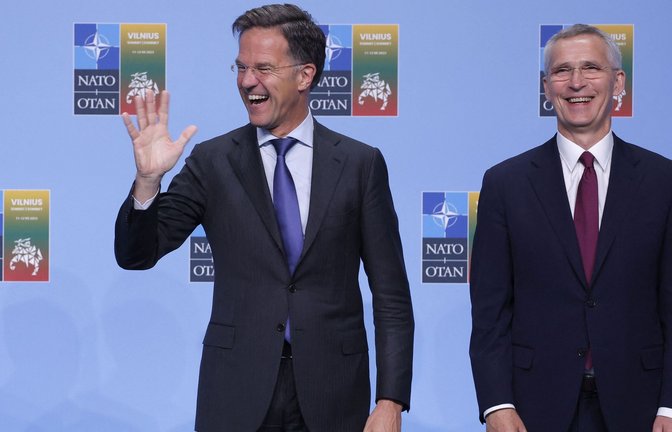 Mark Rutte (links) wird Nachfolger von Nato-Generalsekretär Jens Stoltenberg.<span class='image-autor'>Foto: AFP/ODD ANDERSEN</span>