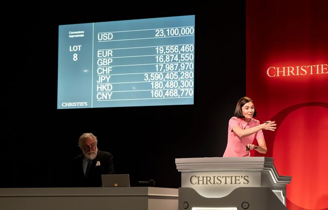 Das Bietergefecht dauerte rund 45 Minuten. (Handout)<span class='image-autor'>Foto: -/CHRISTIE’S IMAGES LTD. 2025/dpa</span>