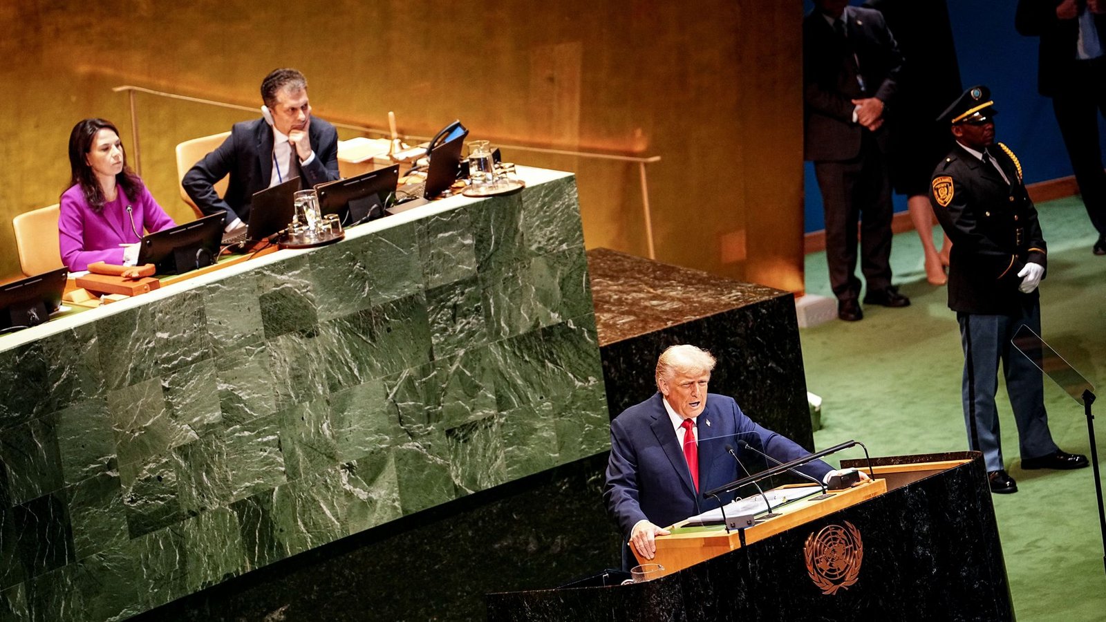 US-Präsident Donald Trump spricht bei der Generaldebatte der UN-Vollversammlung.Foto: Kay Nietfeld/dpa US-Präsident Donald Trump spricht bei der Generaldebatte der UN-Vollversammlung.Foto: Kay Nietfeld/dpa