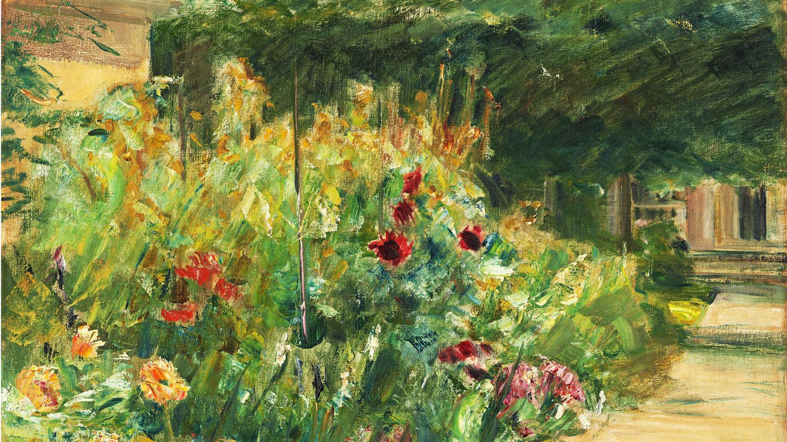 So lässig die Farbe aufgetragen wurde – man erkennt die Blumen auf Max Liebermanns „Blumenstauden am Gärtnerhäuschen nach Osten“ von 1923.Foto: Burda Museum So lässig die Farbe aufgetragen wurde – man erkennt die Blumen auf Max Liebermanns „Blumenstauden am Gärtnerhäuschen nach Osten“ von 1923.Foto: Burda Museum