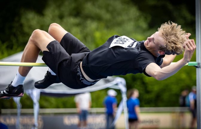LG-Filder-Athlet Sören Butter gewinnt mit 1,92 Metern Hochsprung-Gold in der männlichen U20.<span class='image-autor'>IMAGO/BEAUTIFUL SPORTS/R. Schmitt</span>
